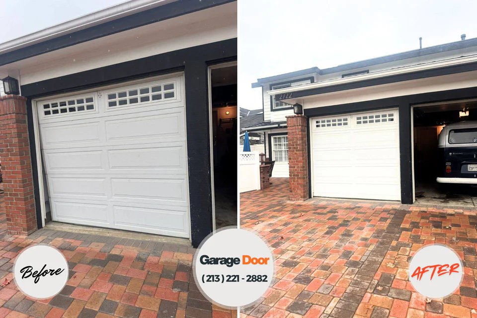 Before and after: garage door repair Portola Valley, CA